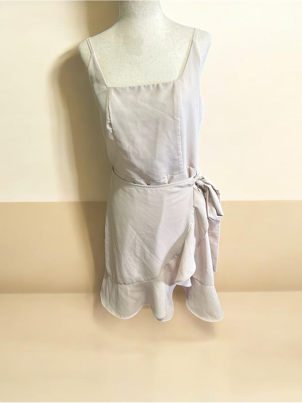Light Beige Ruffle Wrap Dress Medium